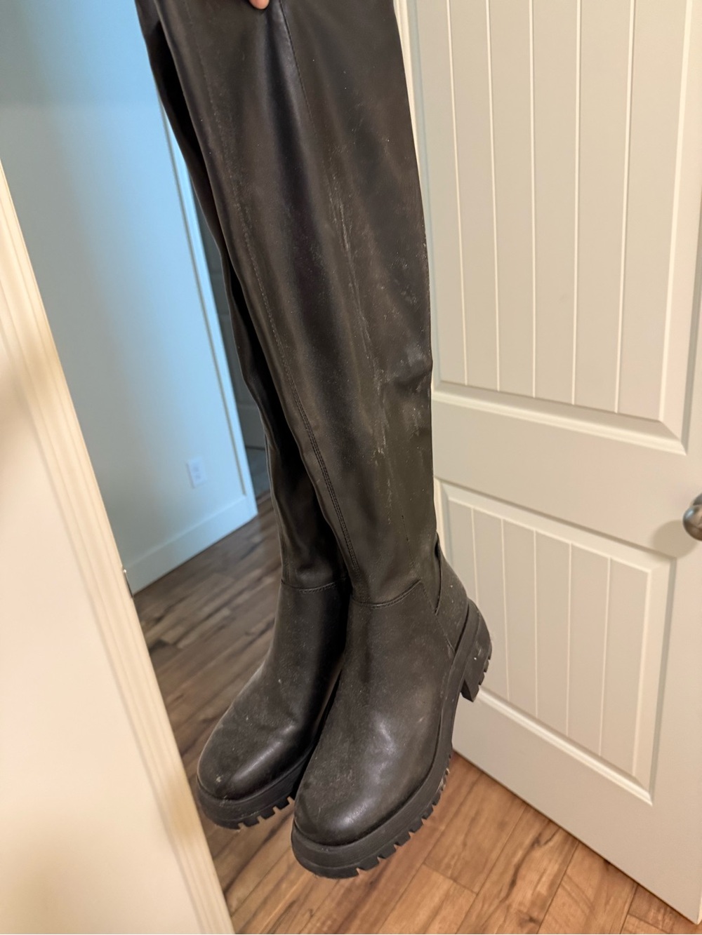 Women's Black Knee-High Chunky Sole Boots